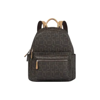 TUCANO PVC Leather With PU Leather University Student Everyday Backpack Large Size Women's Coffee