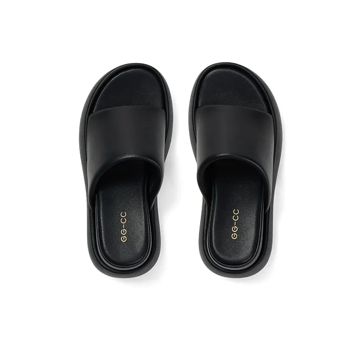 GG CC Casual Outerwear Slide Slippers Women's Black-1
