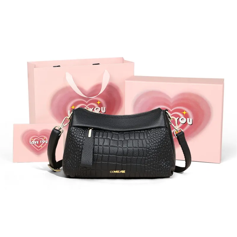 COMELY Cow Leather, Synthetic Leather Mom Bag, Shoulder Bag, Crossbody Bag Regular Women's Black-7