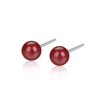 Olampe Reconstructed Cinnabar Stud Earrings Women's