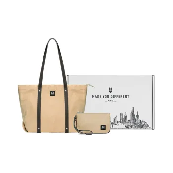 MYD High Quality Nylon Tote Bag, Shopping Bag, Shoulder Bag Large Size Women's Smoke Gray Khaki/Blackberry