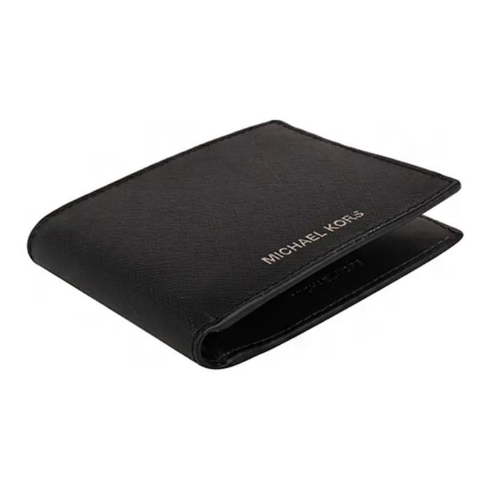 MICHAEL KORS Harrison Saffiano Leather Passport Clip Wallet Men's Black-4