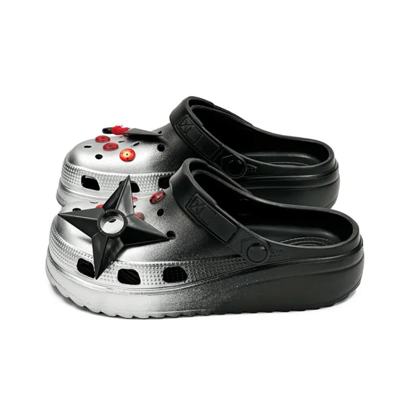 OUBT Ninja Dart Theme Clogs Unisex Gradient Silver-3