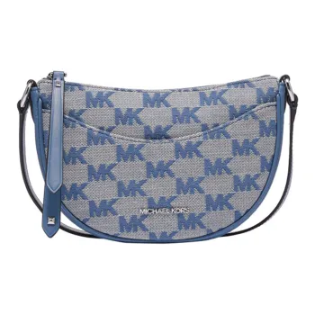 MICHAEL KORS Artificial Leather, Fabric Crossbody Bag Small Size Women's Denim Blue/White