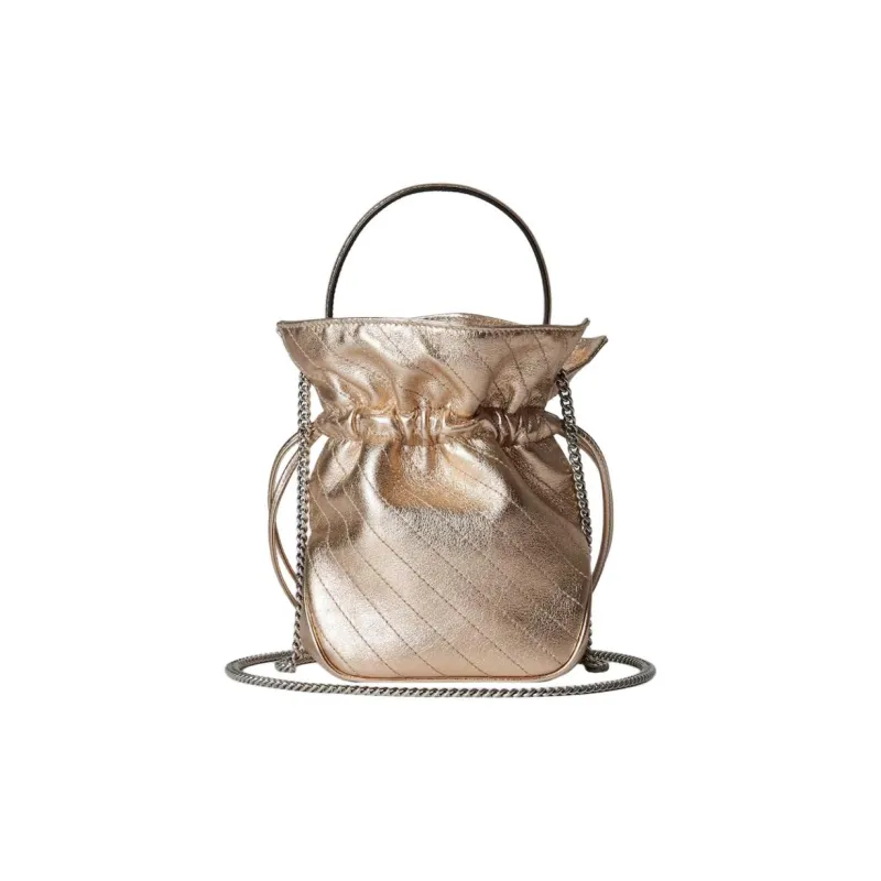 GUCCI Blondie Leather Bucket Bag, Portable Crossbody Bag, Shoulder Bag Mini Women's Gold-3