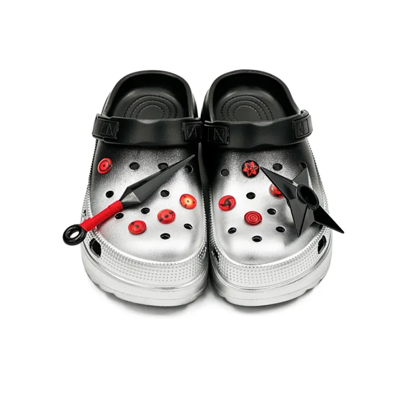 OUBT Ninja Dart Theme Clogs Unisex Gradient Silver-2