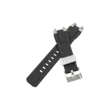 Black Strap+Metal Silver-Tone Buckle Silver Loop Connector
