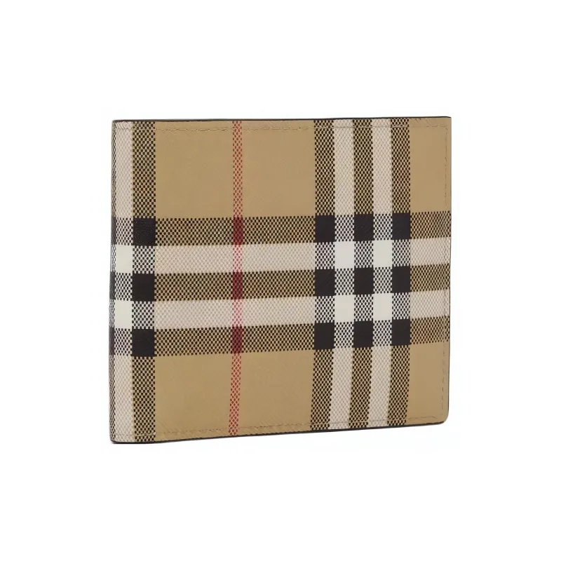 Burberry Cotton With Cow Leather Zero Wallet Card Clip Card Holder Regular Men's Archive Beige-1