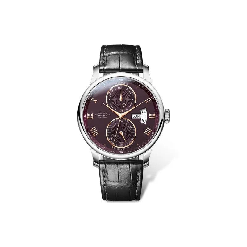 BORMAN Automatic Mechanical Movement Genuine Leather Strap Watch Men's Watches White Dial-15