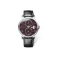 Silver Case Warm Red Black Leather Strap