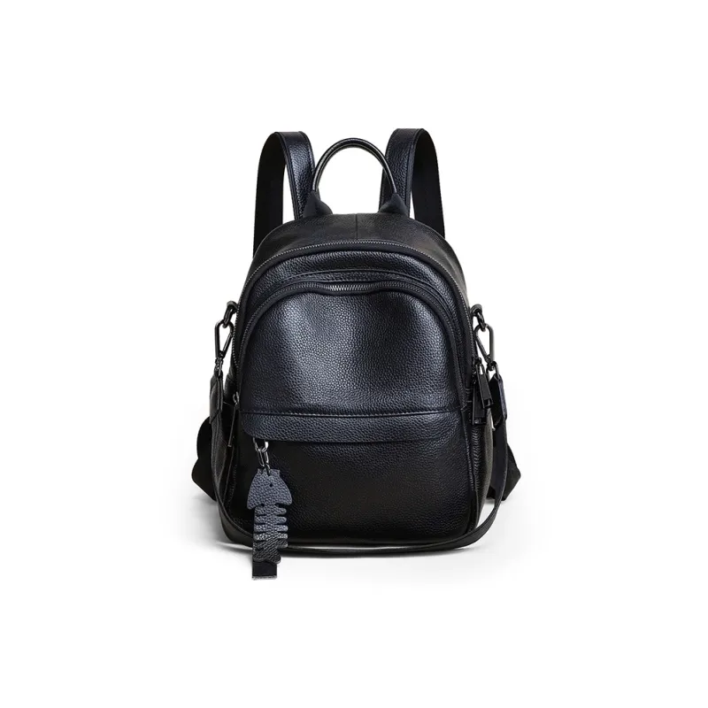 Kevin Cohen Synthetic Leather With Cow Leather Backpack Regular Women's Black/Gray-0