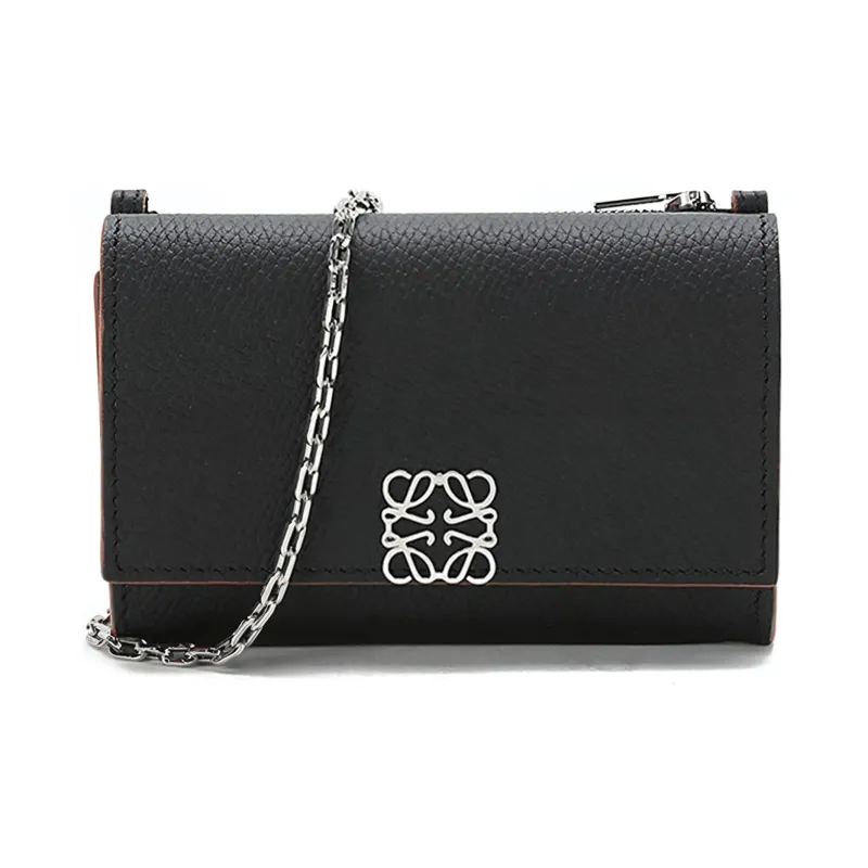 LOEWE Cow Leather Chain Bag, Shoulder Bag Women's Black-1