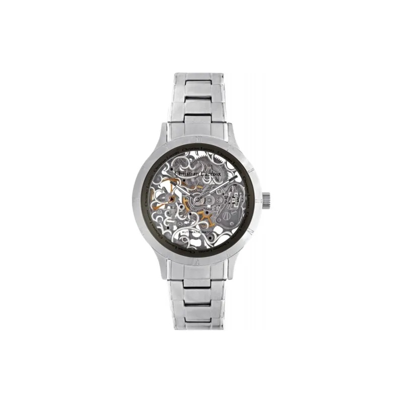 Christian Lacroi Wrist Watch Automatic Mechanical Movement Stainless Steel Strap 40mm Cut-Out Dial Men's Watches-0