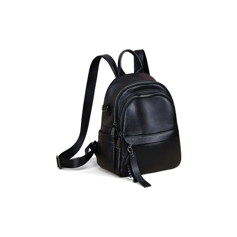 Kevin Cohen Synthetic Leather With Cow Leather Backpack Regular Women's Black/Gray-2
