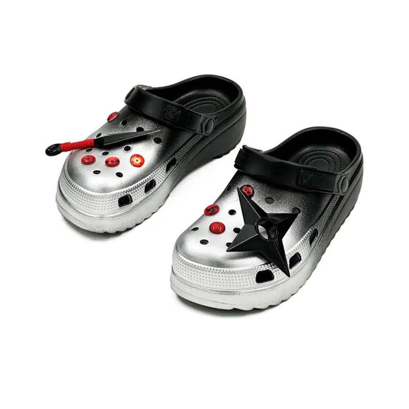 OUBT Ninja Dart Theme Clogs Unisex Gradient Silver-1