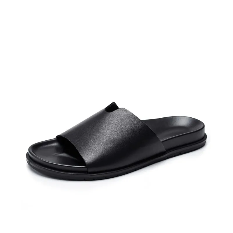 Brounvanm Rubber Sole Slip Resistant Slide Slippers Men's Black-0