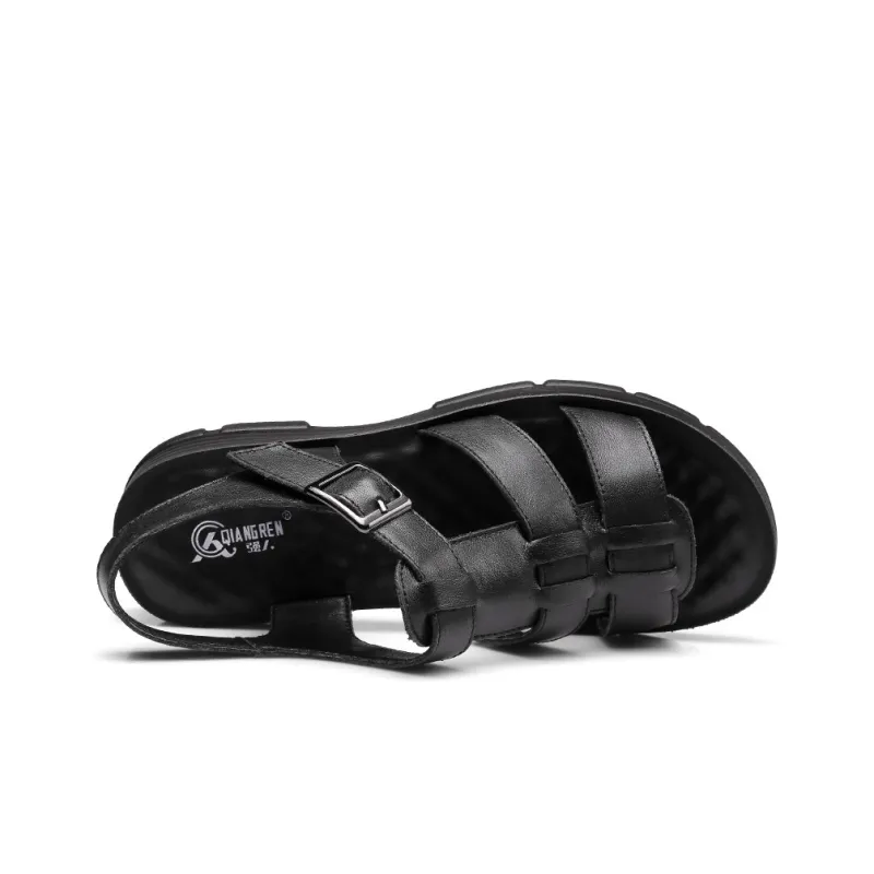 Strongman 3515 Strap Sandals Women's Black Beige-3