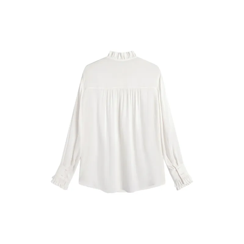 Famanxuan 2024 Spring Fall Shirt Women's Glutinous Rice White-1
