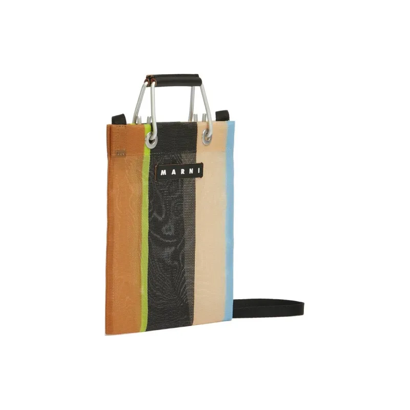 MARNI Technical Fabric Spandex Tote Bag Shopping Bag Handbag Shoulder Bag Crossbody Bag Mini Women's Multicolor & Brown-1