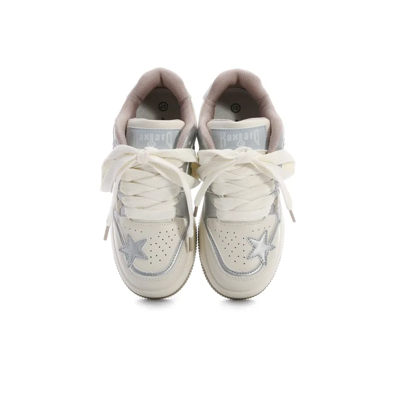 Lovely You Lightweight Low-Top Skateboard Shoes Women's Beige Silver-2