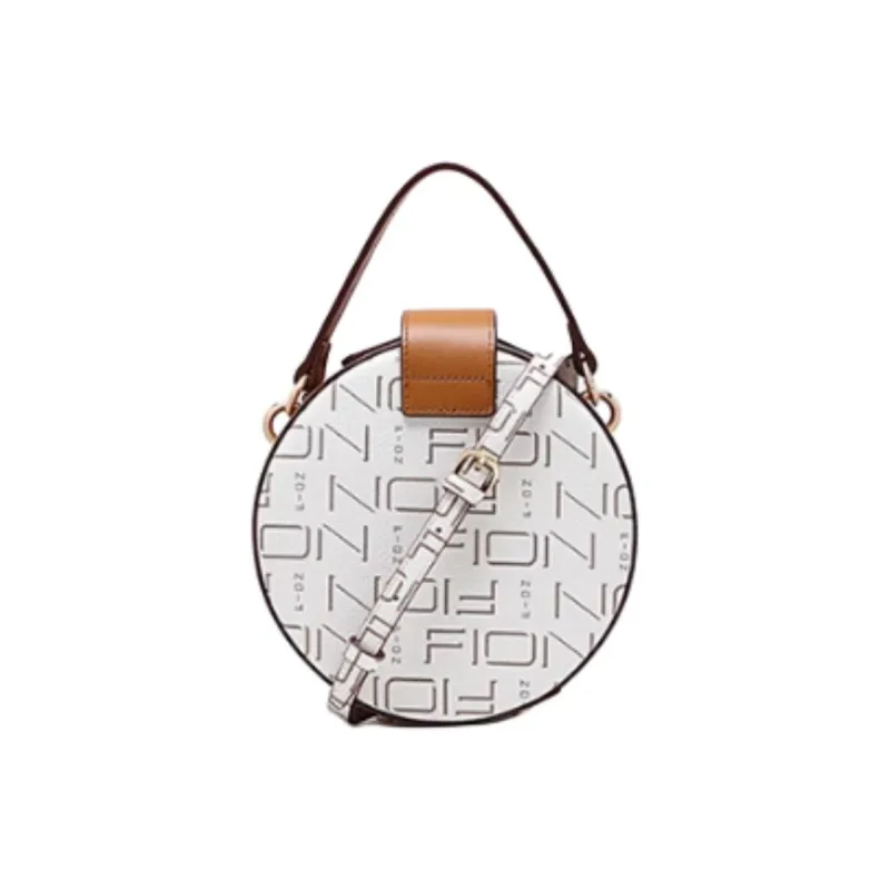FION PVC Small Round Bag, Crossbody Bag, Shoulder Bag Trumpets Women's Coffee & Black/Ecru & Camel-1