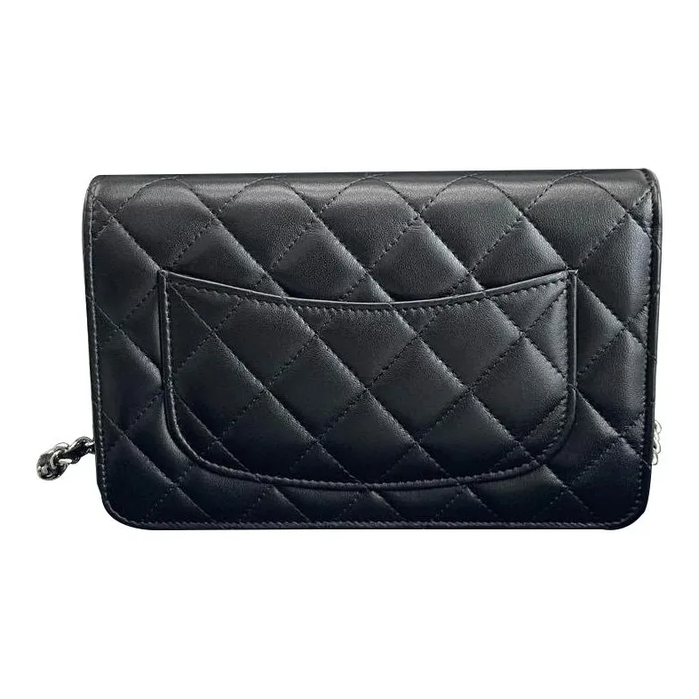 CHANEL WOC Sheepskin Crossbody Bags Unisex Black Silver-1