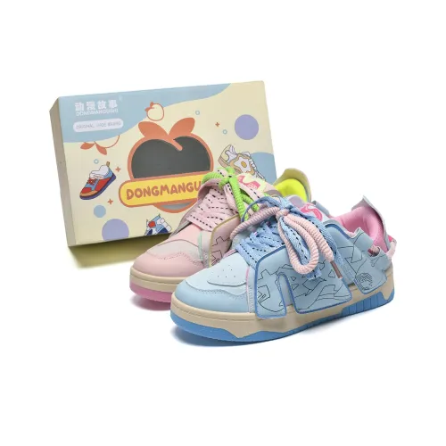 Anime story Skateboard Shoes Women's Low-Top Blue Pink