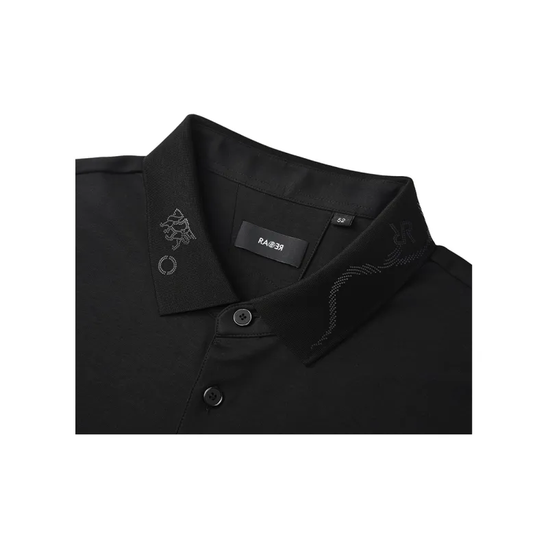 RARE Short Sleeved Polo Shirt Men's Black-3