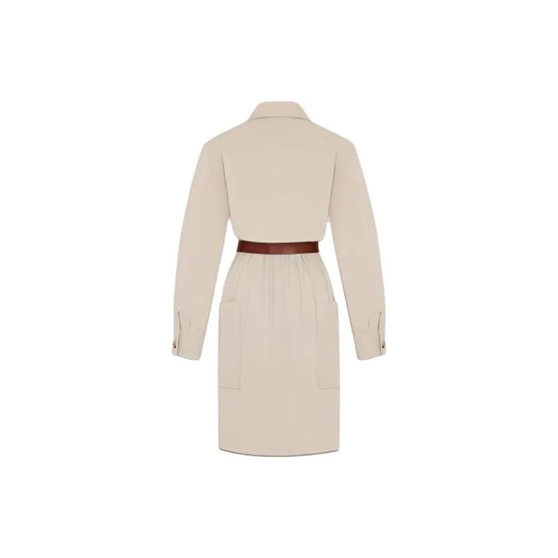 SAINT LAURENT Long Sleeved Dress Women's Khaki-1