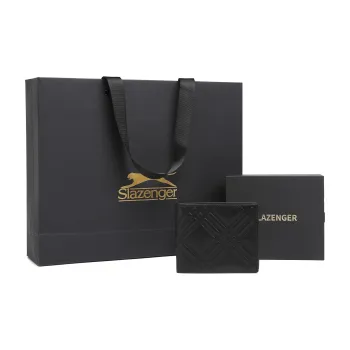 Slazenger Top Grain Cow Leather Wallet Men's Obsidian Black