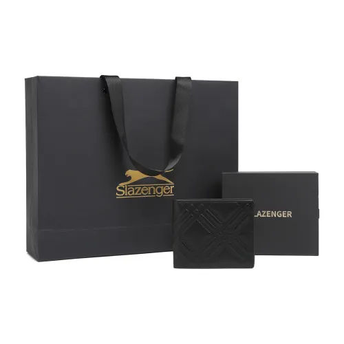 Slazenger Top Grain Cow Leather Wallet Men's Obsidian Black