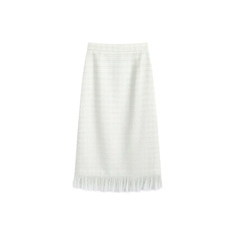 Famanxuan Casual Long Skirt Women's Sea Salt Apricot White-1