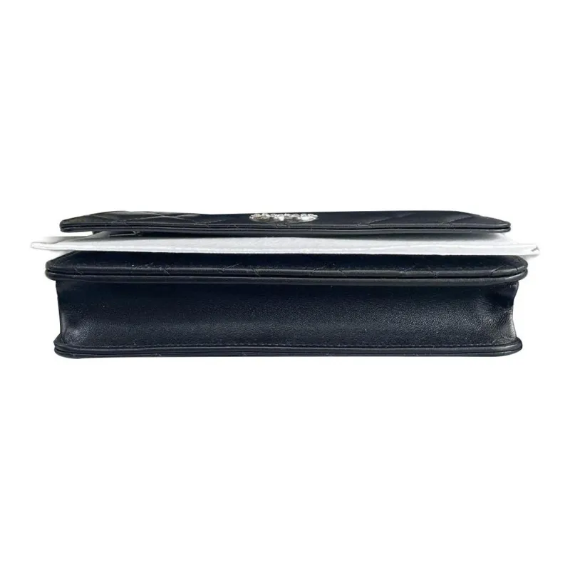 CHANEL WOC Sheepskin Crossbody Bags Unisex Black Silver-2