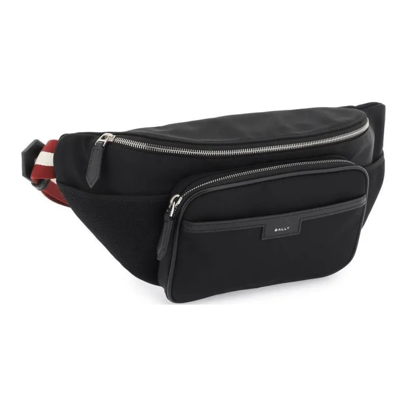 BALLY Nylon Fabric Fanny Pack Men's Black-1
