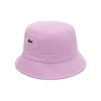 LACOSTE Cotton Fabric Bucket Hats Unisex Pink