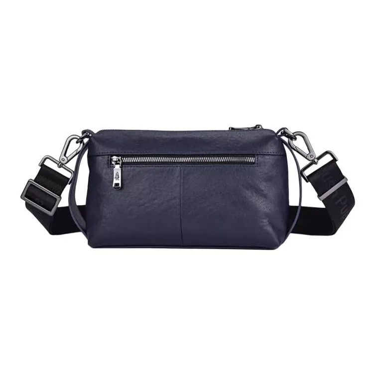 Hush Puppies Cow Leather Handbag, Shoulder Bag Men's Black/Blue-8