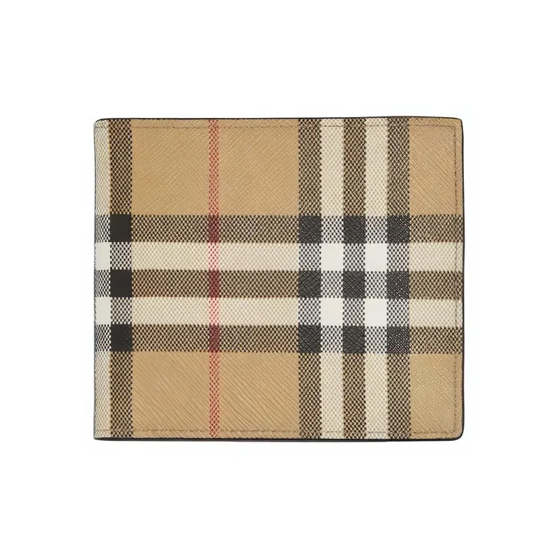 Burberry Cotton With Cow Leather Zero Wallet Card Clip Card Holder Regular Men's Archive Beige-0