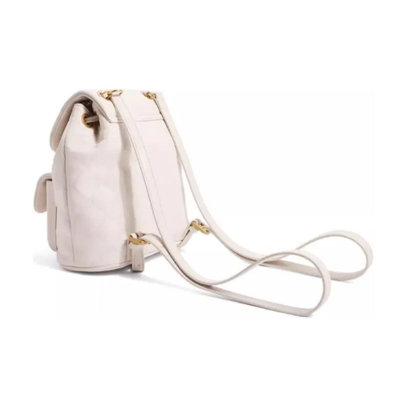 BELLE Artificial Leather Backpack Medium Size Women's Elegant Black/Milkshake White-2