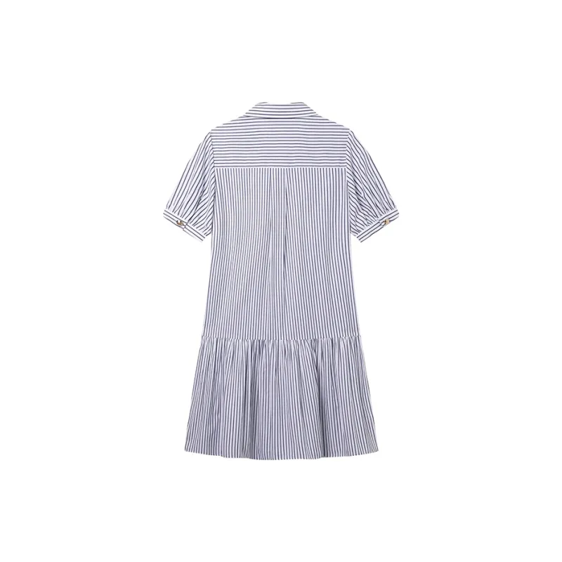 LOUISY AO Short Sleeved Dresses Women's Blue White Stripes-1