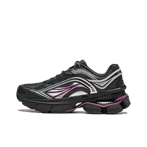 LiNing Cushioning Slip Resistant Low Top Running Shoes Women's Black Purple