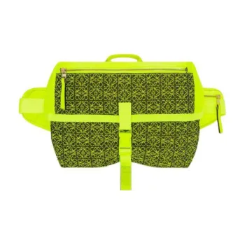LOEWE Jacquard Canvas Canvas Bag Shoulder Bags Men's Neon Yellow/Dark Marine Blue