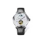 Bright Silver Case White Dial Black Leather