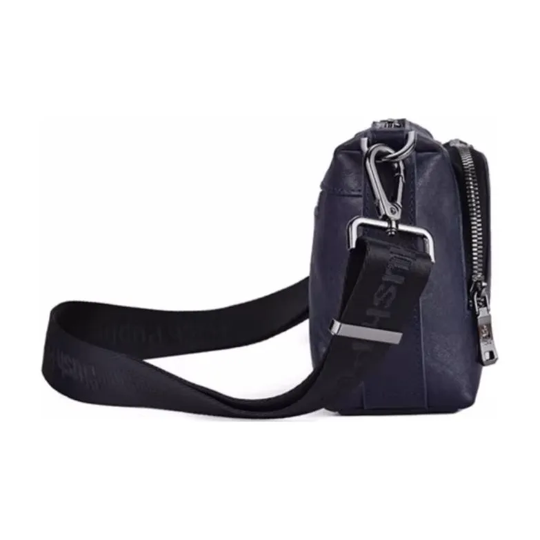 Hush Puppies Cow Leather Handbag, Shoulder Bag Men's Black/Blue-7