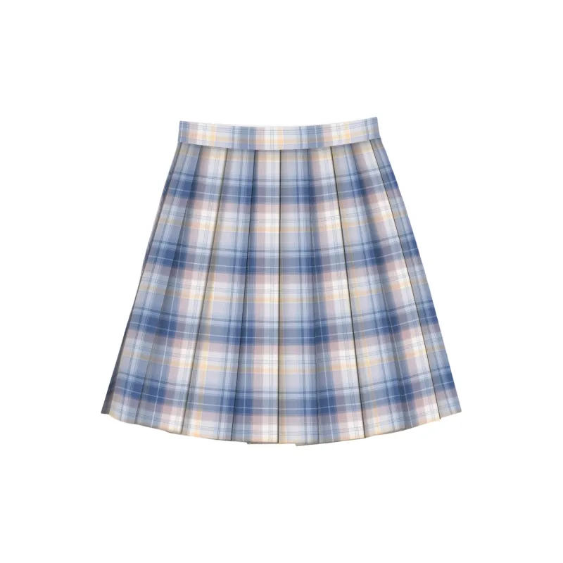 SHENBEI JK Casual Short Skirts Women's Gentle Coastline Plaid Skirt-1