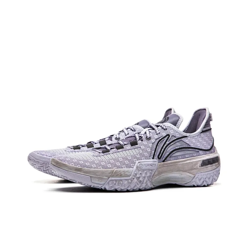 LiNing Shudder Cushioning Anti Slip And Wear Resistant Lightweight Rebound Low Top Basketball Shoes Men's Purple Black-2