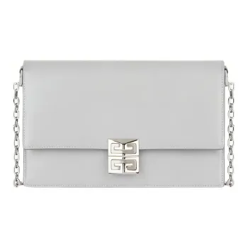 GIVENCHY 4G Box Smooth Cow Leather Chain Shoulder Bag Crossbody Bag Medium Size Women's Cloud Gray