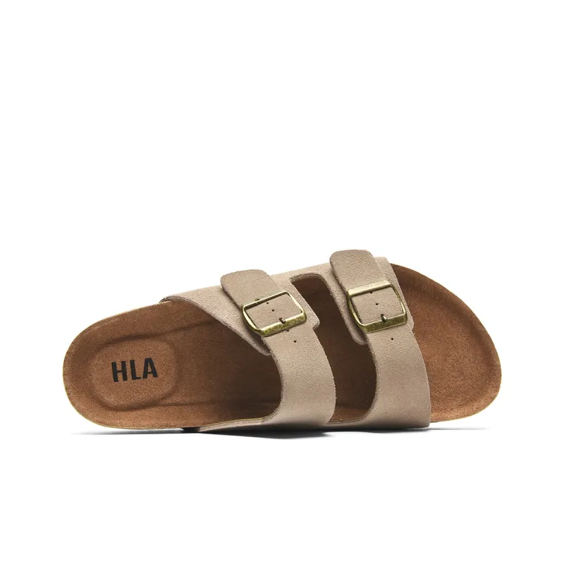 HLA Beach Sandals Men Black Khaki-7