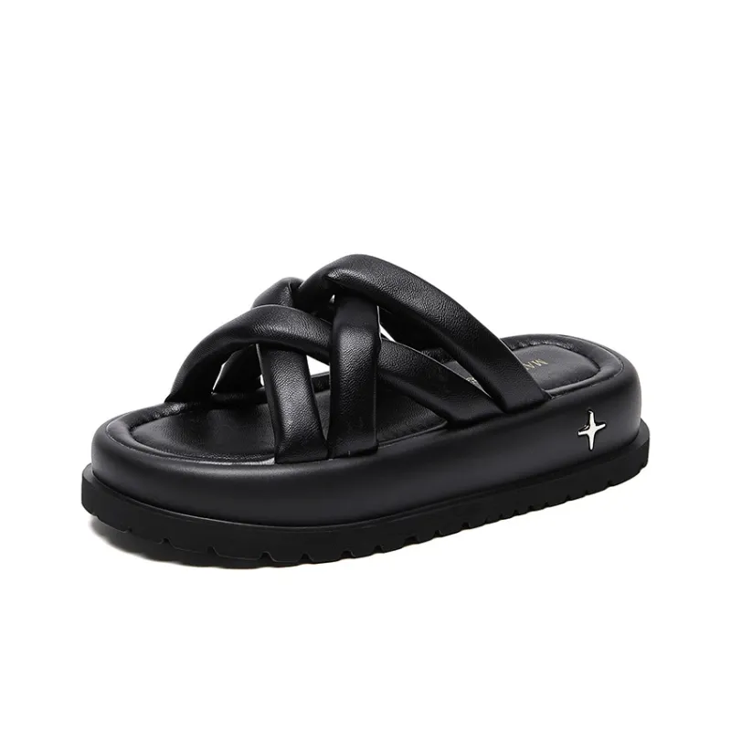 MALEMONKEY PU Polyurethane Woven Slip-Resistant Abrasion-Resistant Slide Slippers Women's-1
