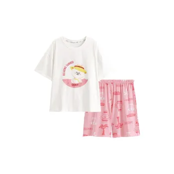FENTENG Pajama Set Women's Elegant White