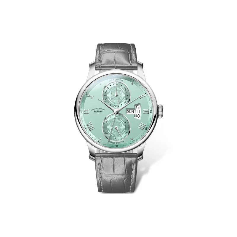 BORMAN Automatic Mechanical Movement Genuine Leather Strap Watch Men's Watches White Dial-3